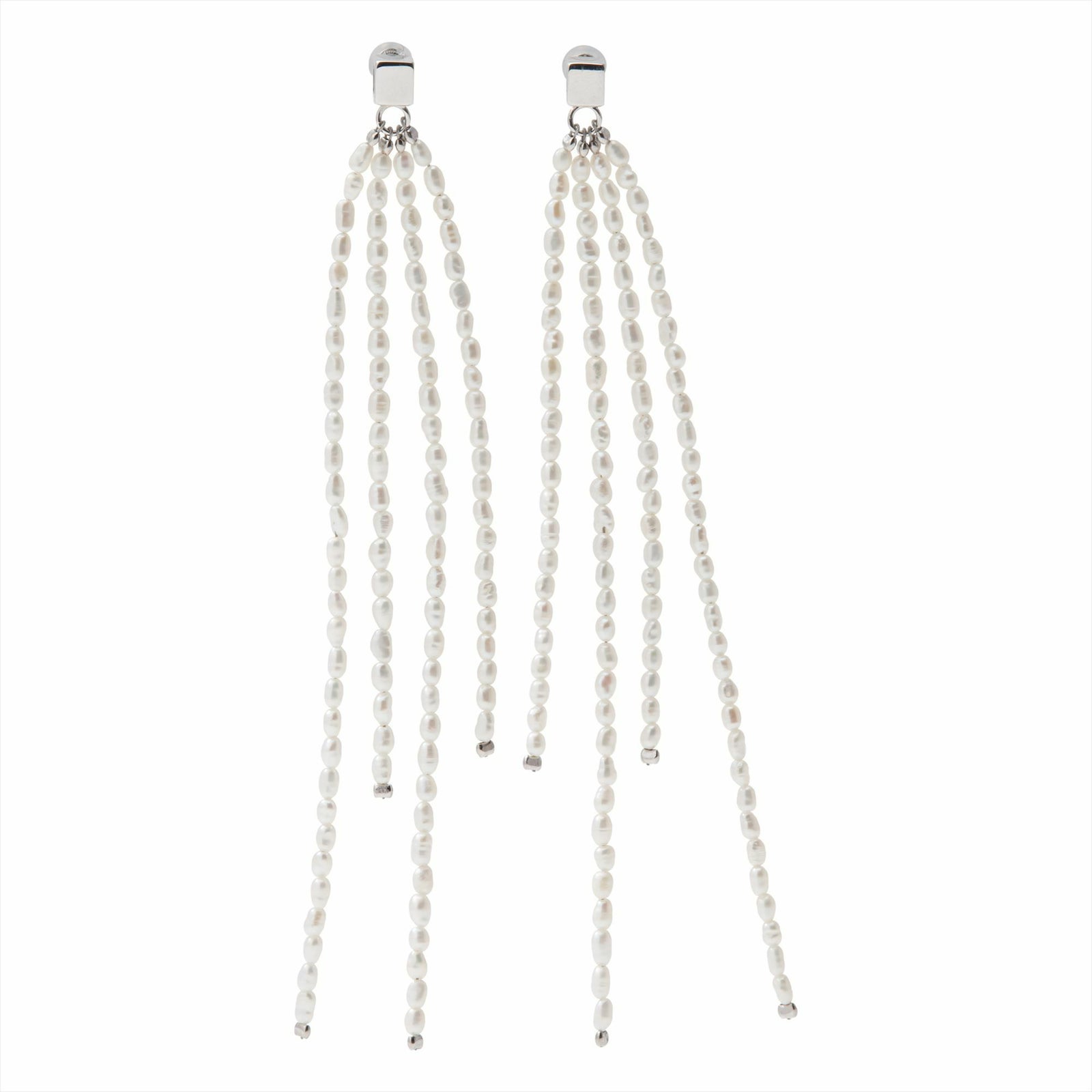 MARLENA 淡水真珠 ピアス 2.0-2.5mm K18WG/SILVER925  キャレ/フリンジ