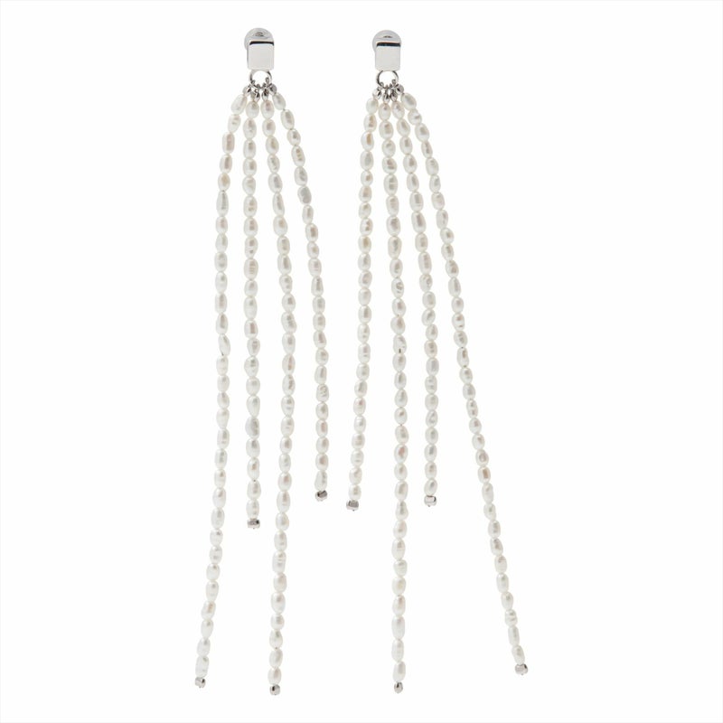 MARLENA 淡水真珠 ピアス 2.0-2.5mm K18WG/SILVER925  キャレ/フリンジ