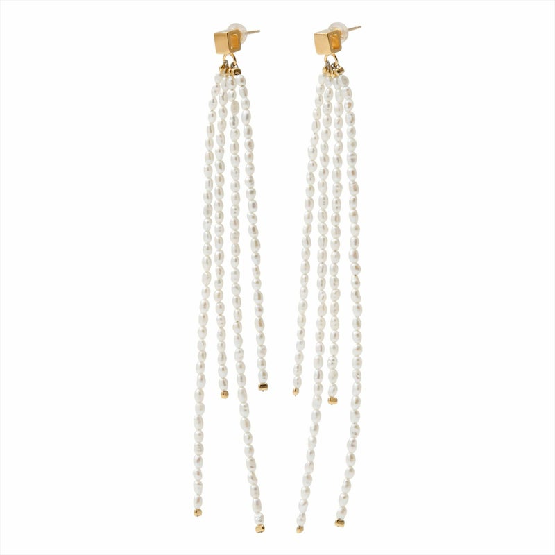 MARLENA 淡水真珠 ピアス 2.0-2.5mm K18YG/SILVER925 GP  キャレ/フリンジ