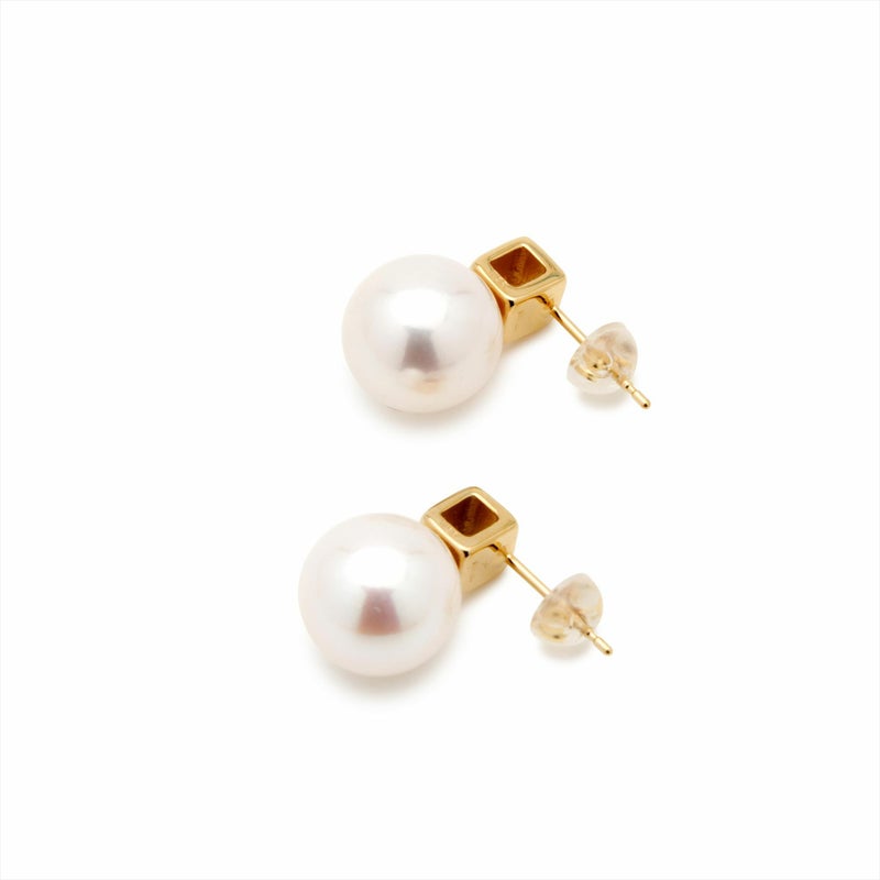 マルレナ キャレピアス 淡水真珠 9mmUP ホワイト K18WG/K18YG/SV925