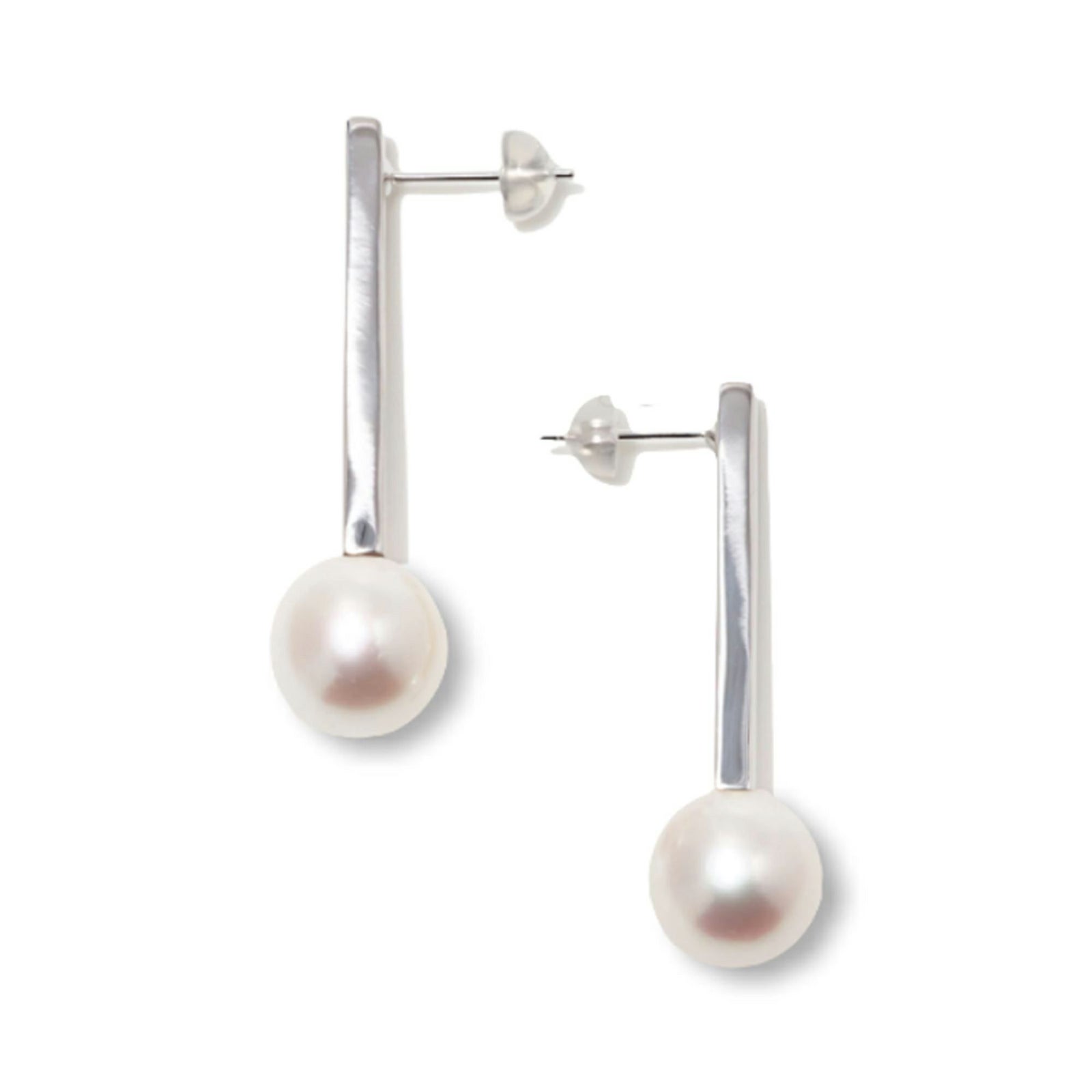 MARLENA 淡水真珠 ピアス10mmUP K18WG レクタングル