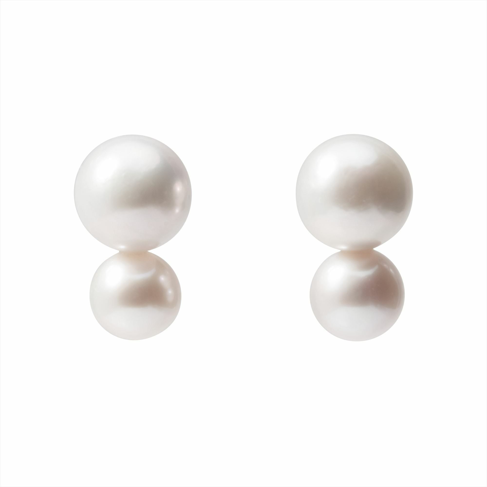 Double ダブルパールピアス/イヤリング 淡水真珠 9-12mm PT900/SV925