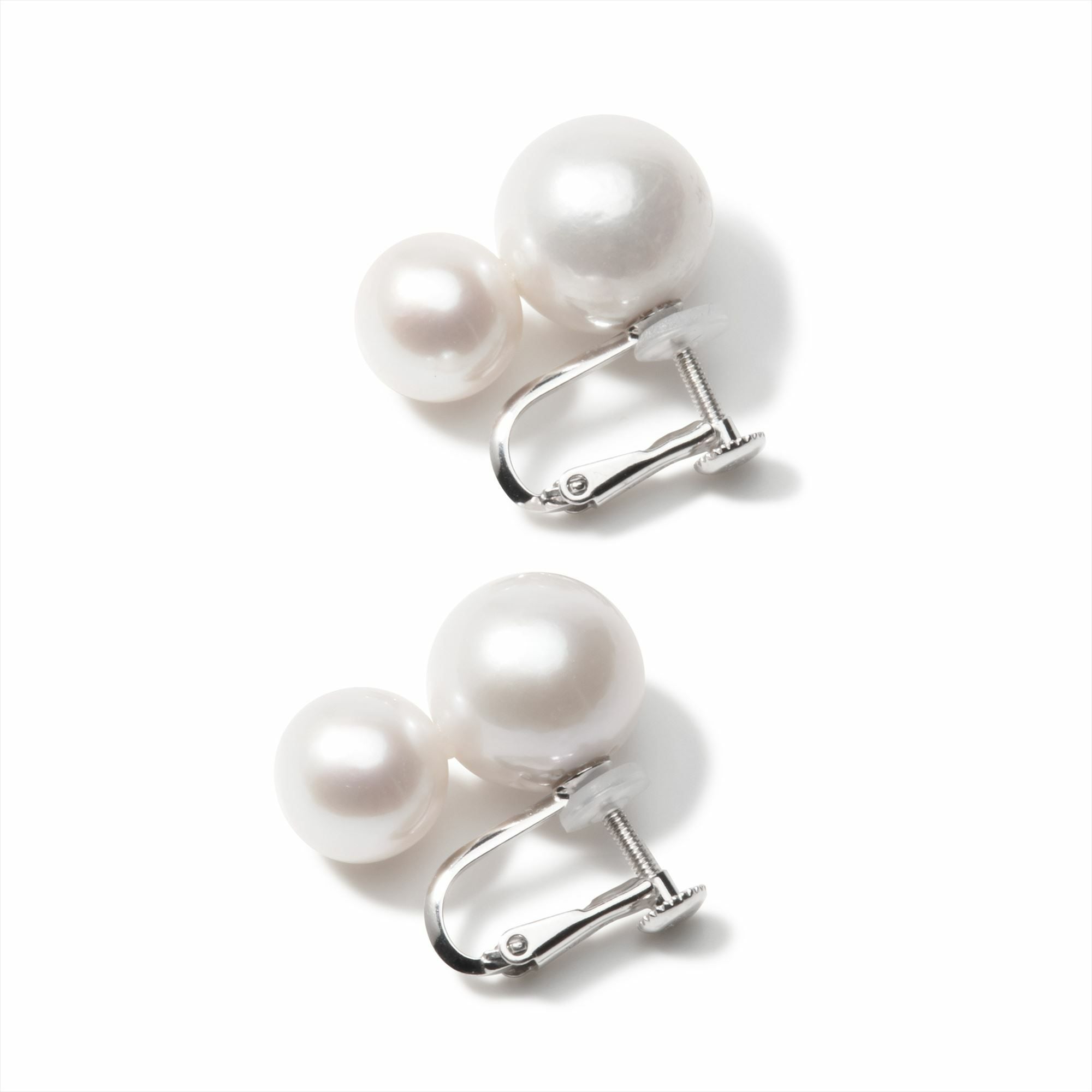 Double ダブルパールピアス/イヤリング 淡水真珠 9-12mm PT900/SV925