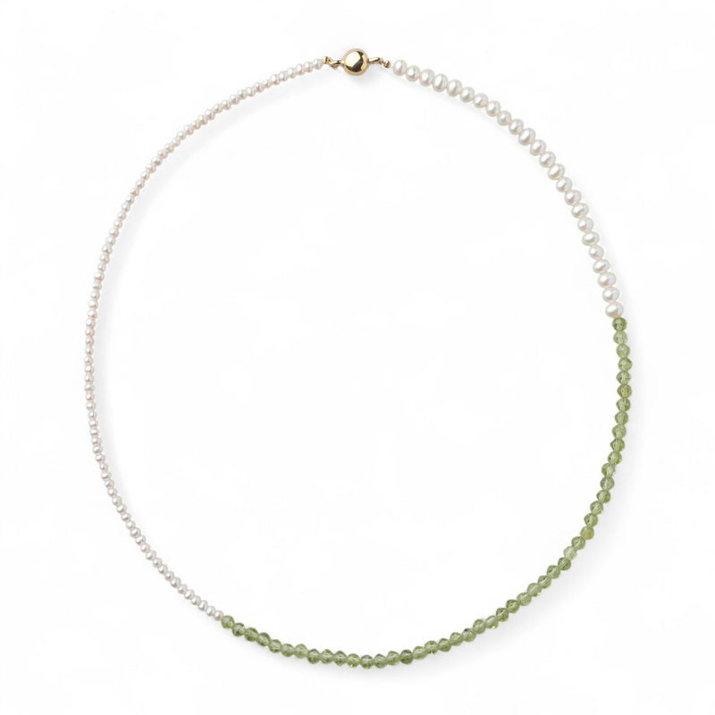 淡水真珠×ペリドット ネックレス　2.5-5.0mm ミックス
