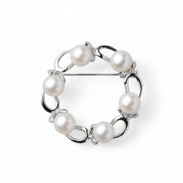 あこや真珠 ブローチ サークル　7.5-8.0mm　SV925