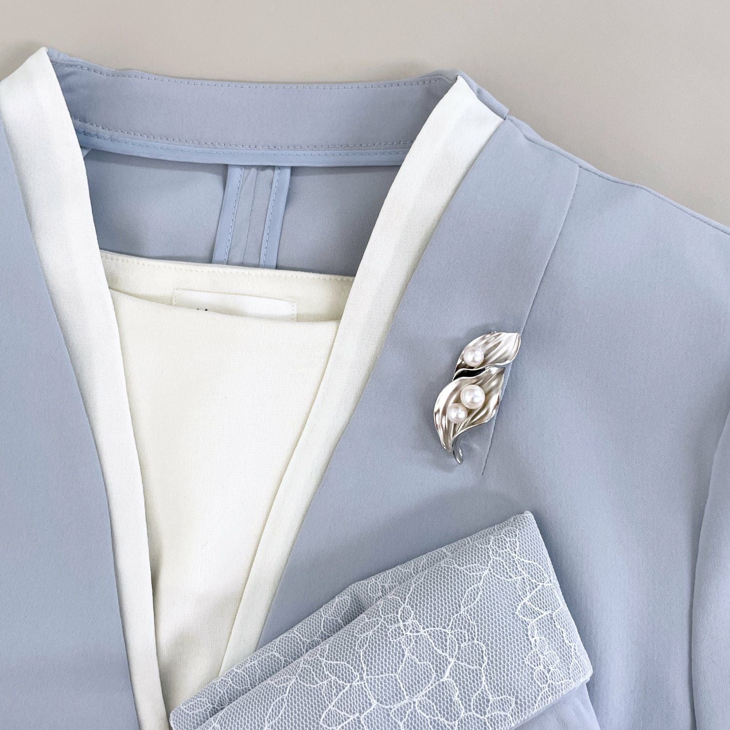 あこや真珠 ブローチ リーフ6.0-8.0mm　SV925