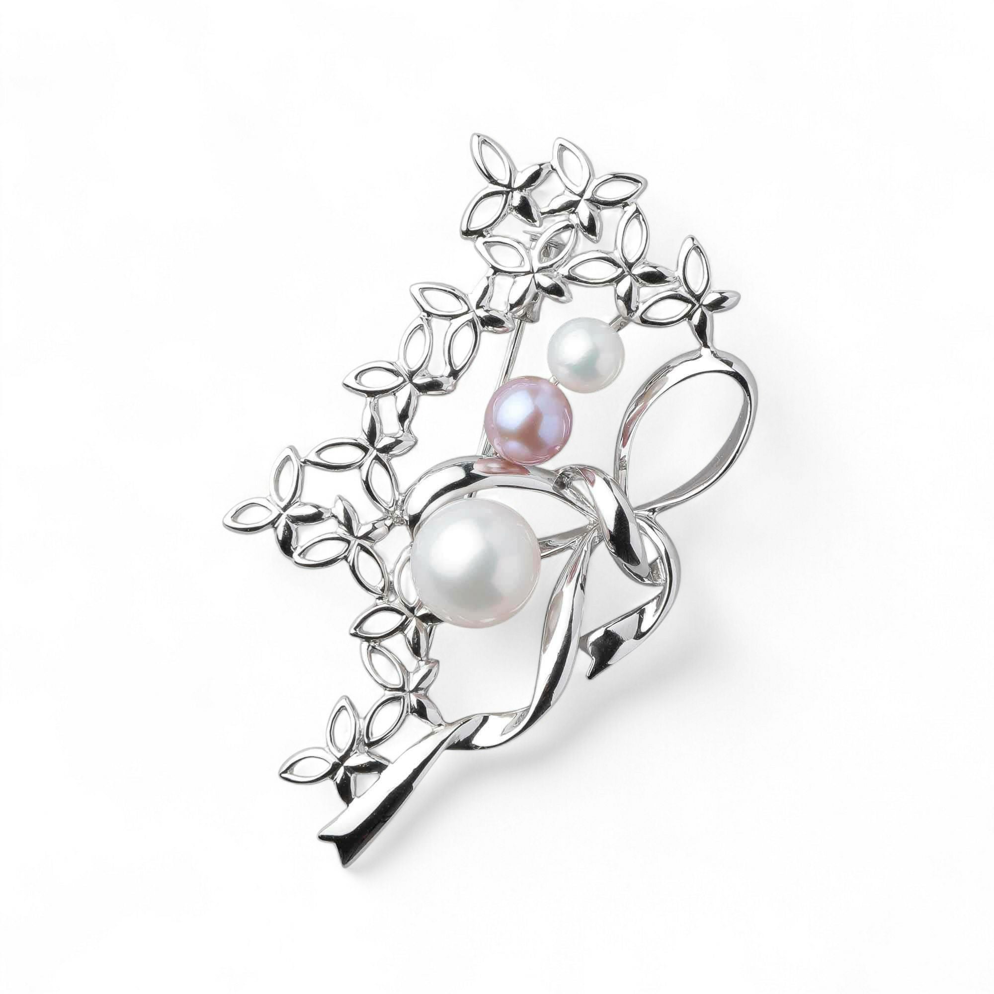 淡水真珠 ブローチ リボン9mmUP SV925 | パールブローチ