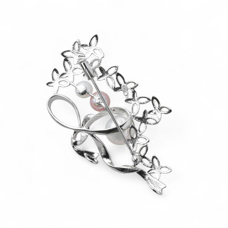 淡水真珠 ブローチ 蝶×リボン　5.0-9.0mm　SV925