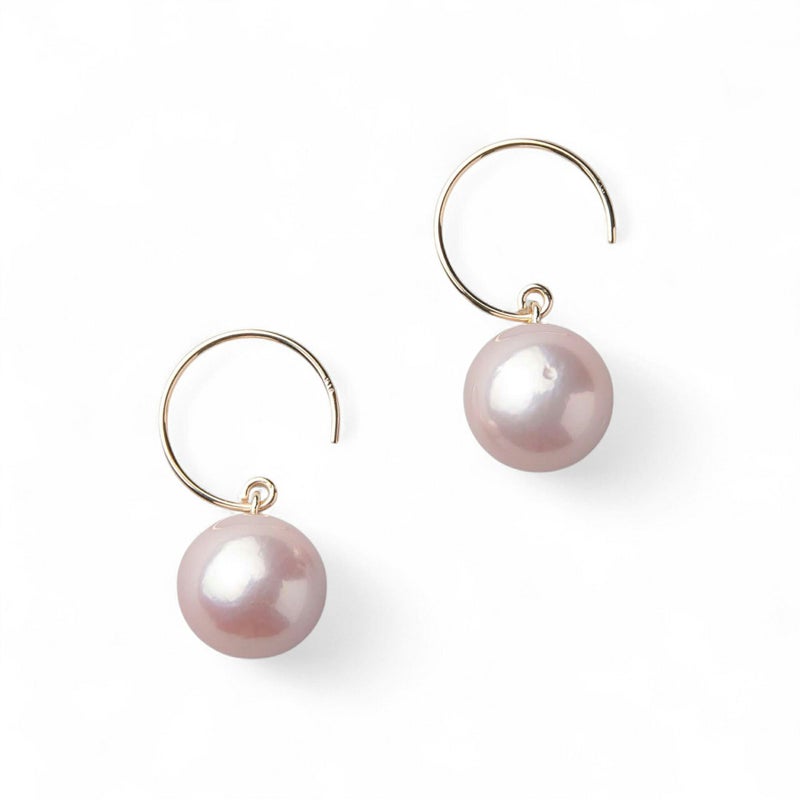 Bubble 淡水真珠 フックピアス　9mmUP K14WG/K18YG