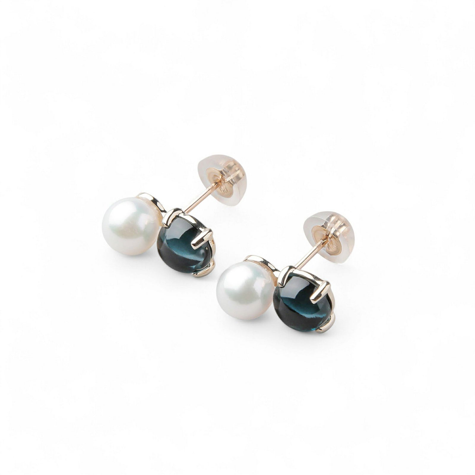 あこや真珠×ロンドンブルートパーズ ピアス　5.5-6.0mm/6mmUP