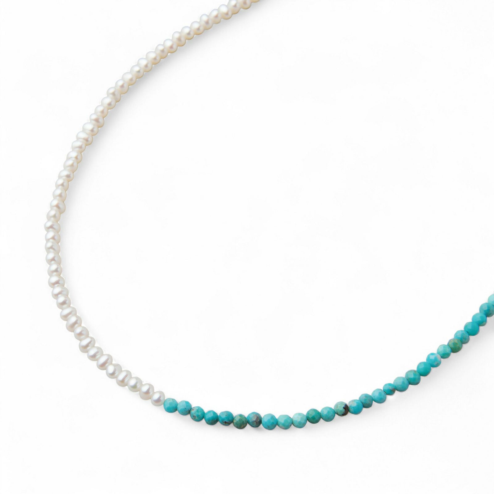 淡水真珠×ターコイズ ネックレス　2.5-3.2mm ハーフ