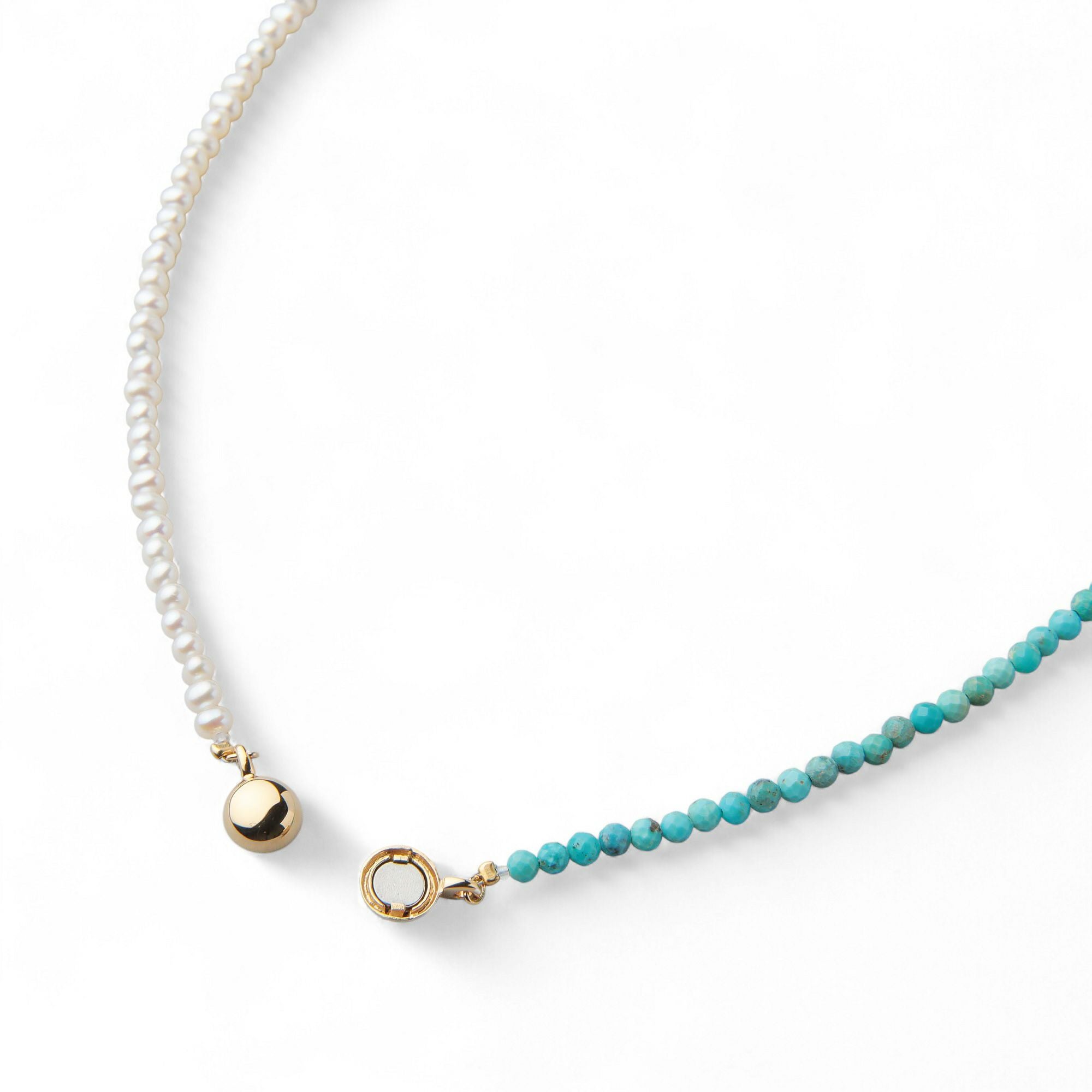 WEB限定】淡水真珠×ターコイズ ネックレス 2.5-3.2mm ハーフ | 淡水