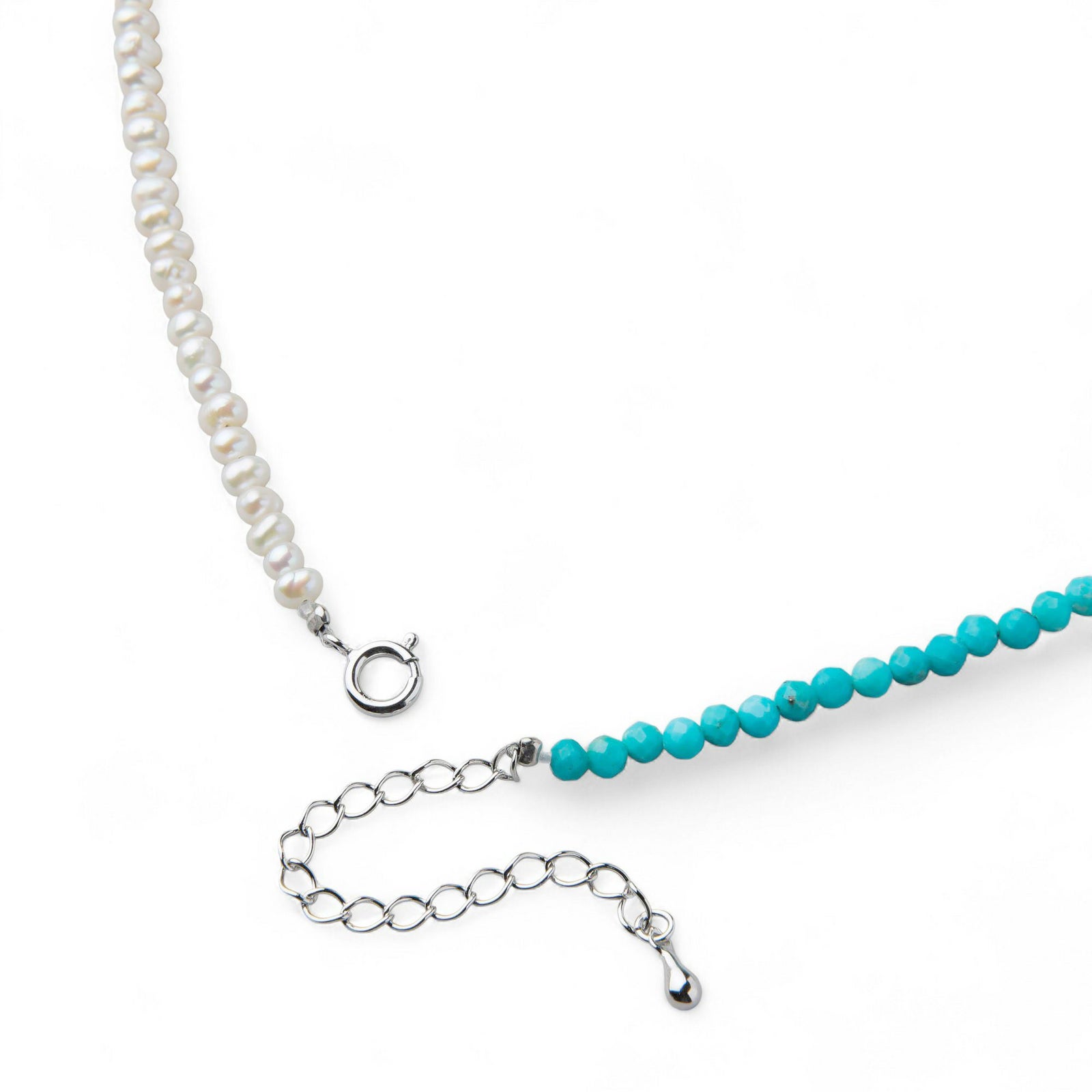 淡水真珠×ターコイズ ネックレス　2.5-3.2mm ハーフ