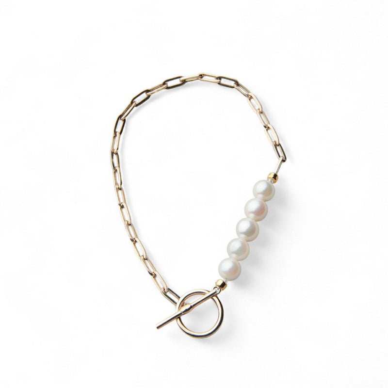 Supple あこや真珠 チェーンブレスレット　5.5-6.0mm K10YG