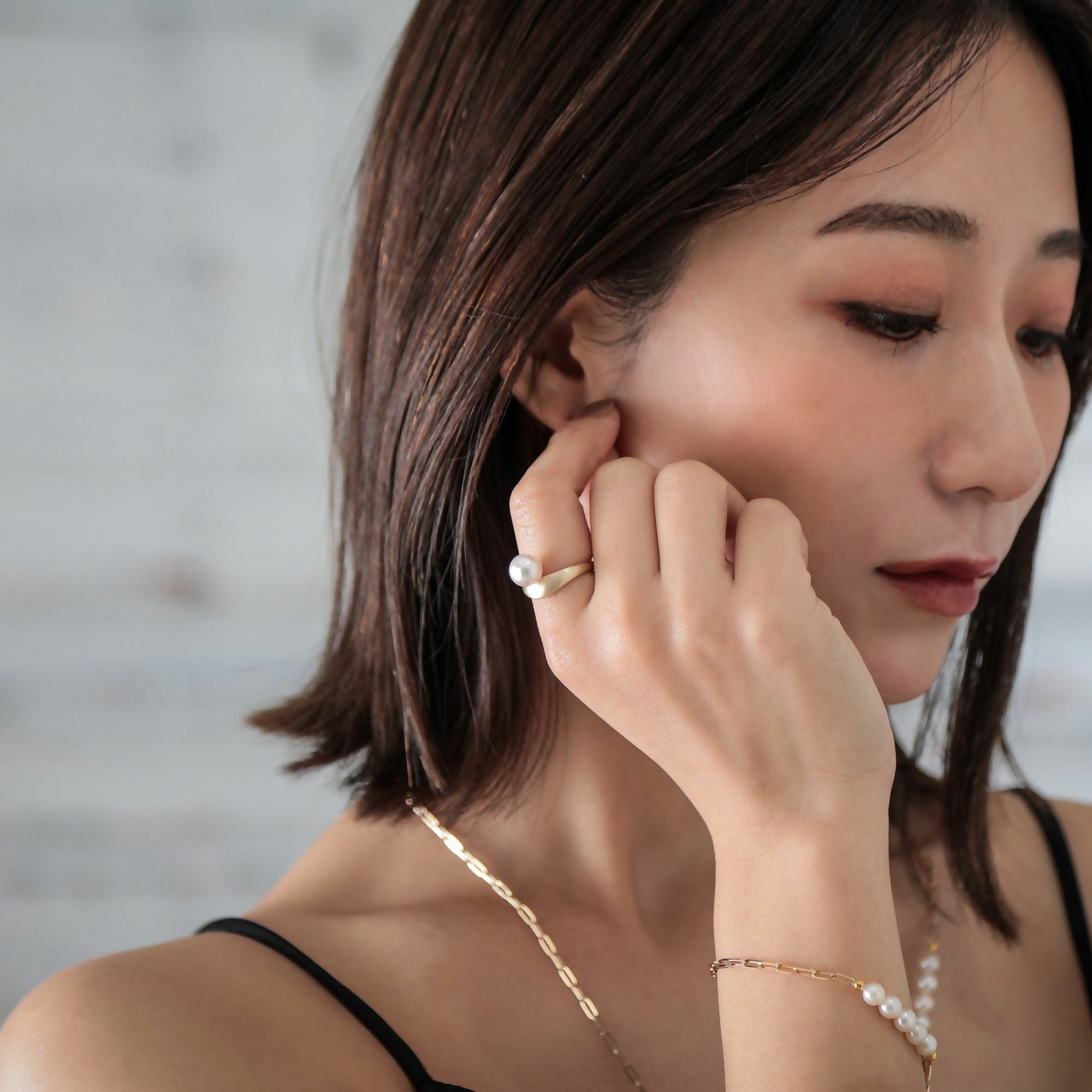 Supple あこや真珠 リング8.5-9.0mm K10YG ツヤケシ | あこや真珠リング