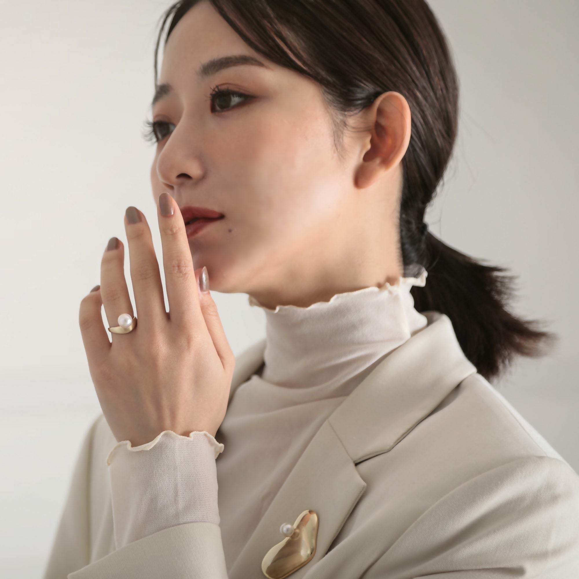 Supple あこや真珠 リング8.5-9.0mm K10YG ツヤケシ | あこや真珠リング