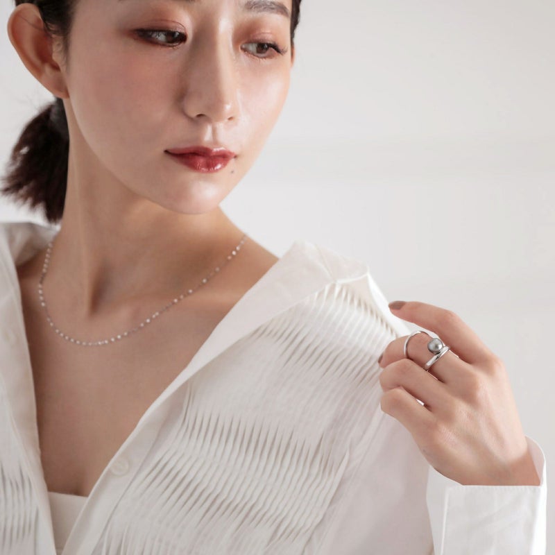 Supple タヒチ黒蝶真珠 ダブルリング　9mmUP SV925