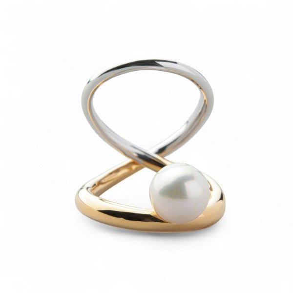 Supple あこや真珠 ダブルリング　8.5-9.0mm SV925 コンビカラー