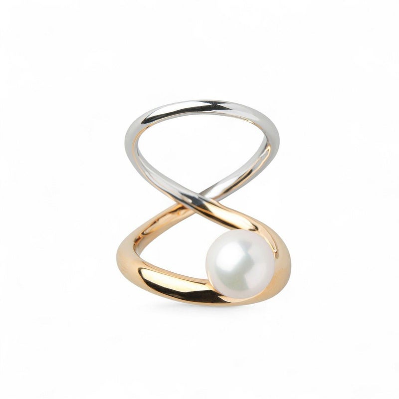 Supple あこや真珠 ダブルリング　8.5-9.0mm SV925 コンビカラー