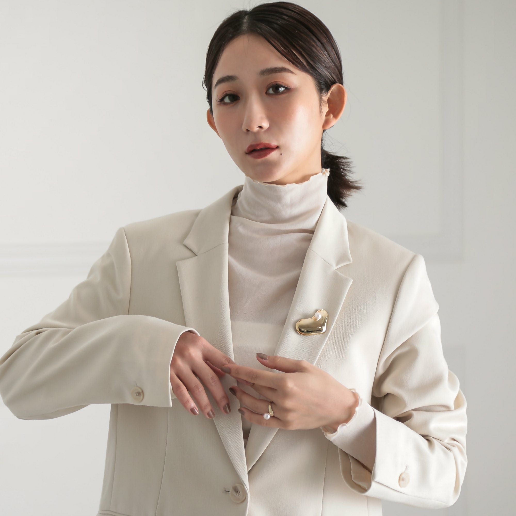 Supple あこや真珠 ハートブローチ 8.5-9.0mm SV925 GP | パールブローチ