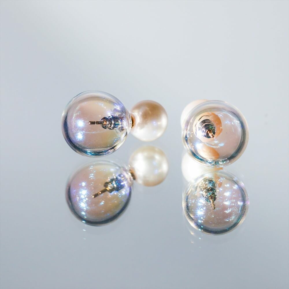 ハリオ ガラスバックキャッチ (片耳)　オーロラカラー