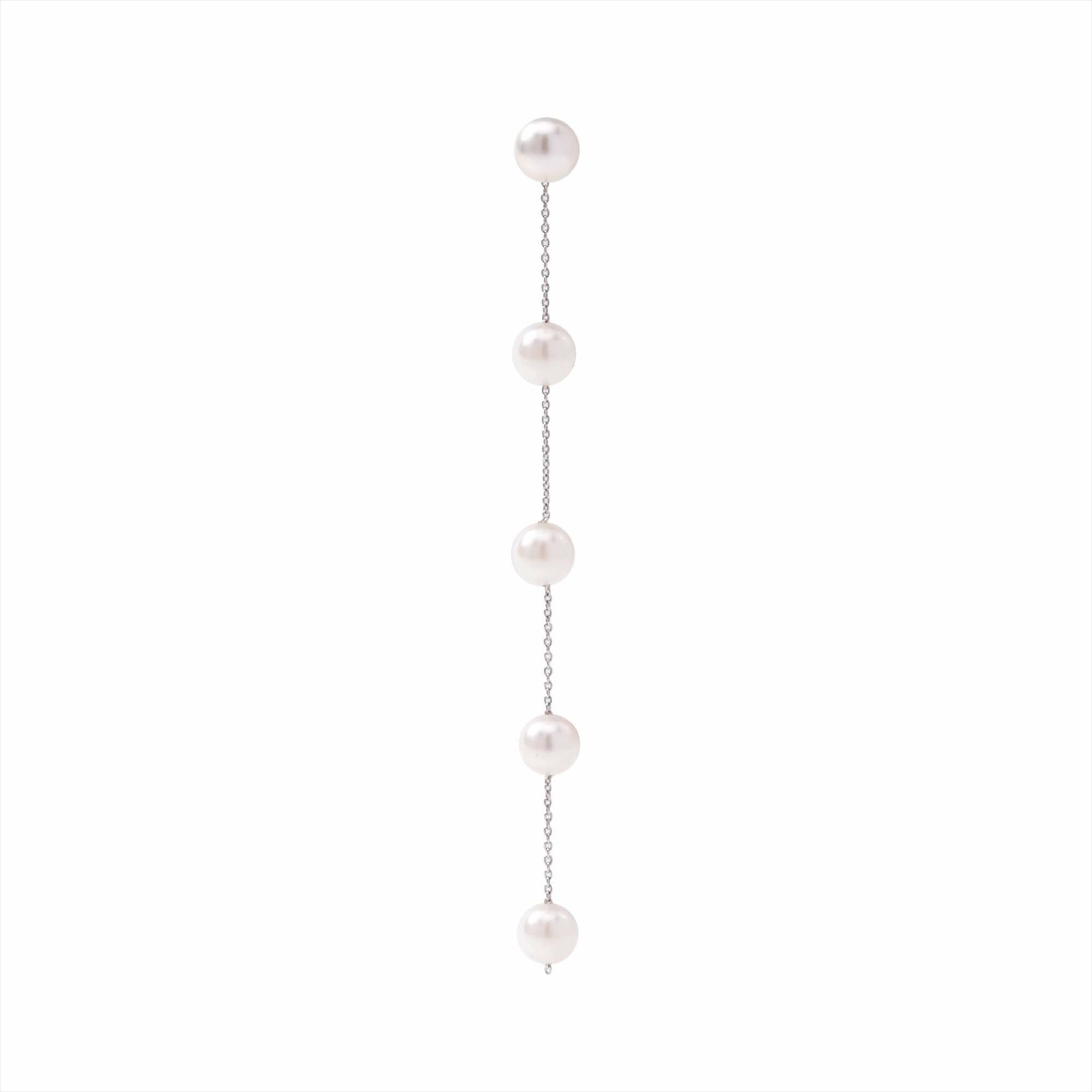 Michele ミシェルステーションピアス(片耳)/8cm あこや真珠 6.0-7.0mm