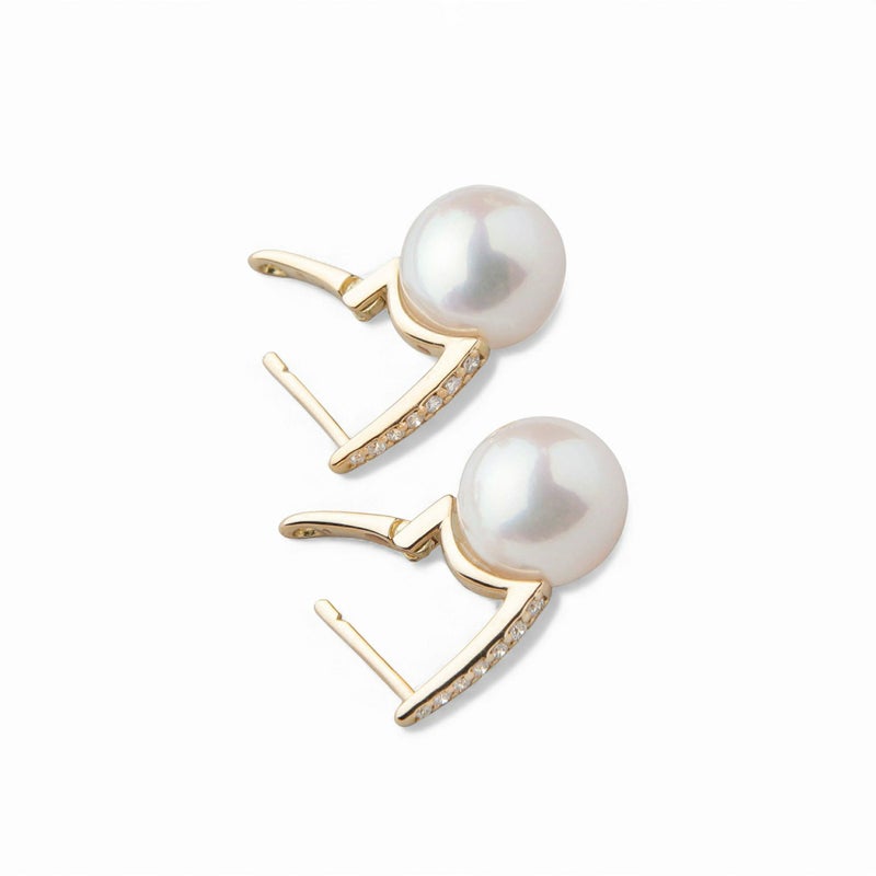 LUXE あこや真珠 ピアス8.5-9.0mm K18YG