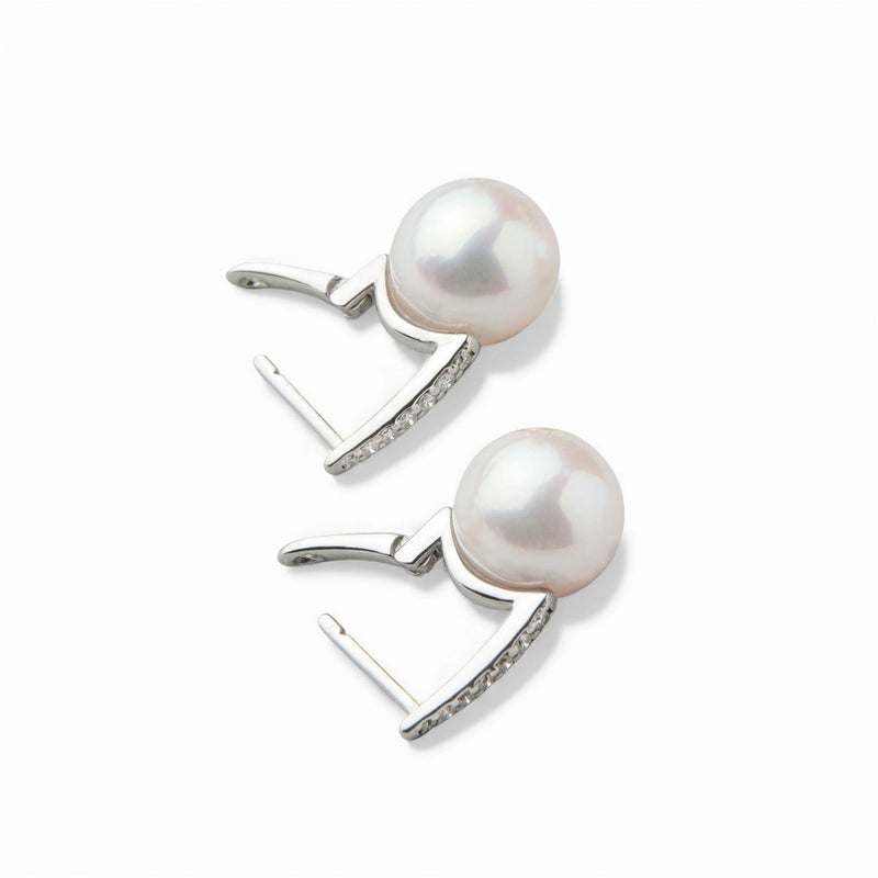  LUXE あこや真珠 ピアス8.5-9.0mm K18WG