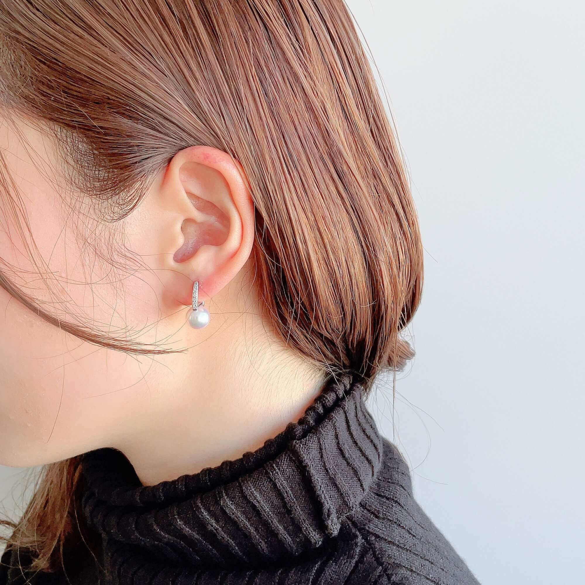 LUXE あこや真珠 ピアス8.5-9.0mm K18WG | あこや真珠ピアス・イヤリング