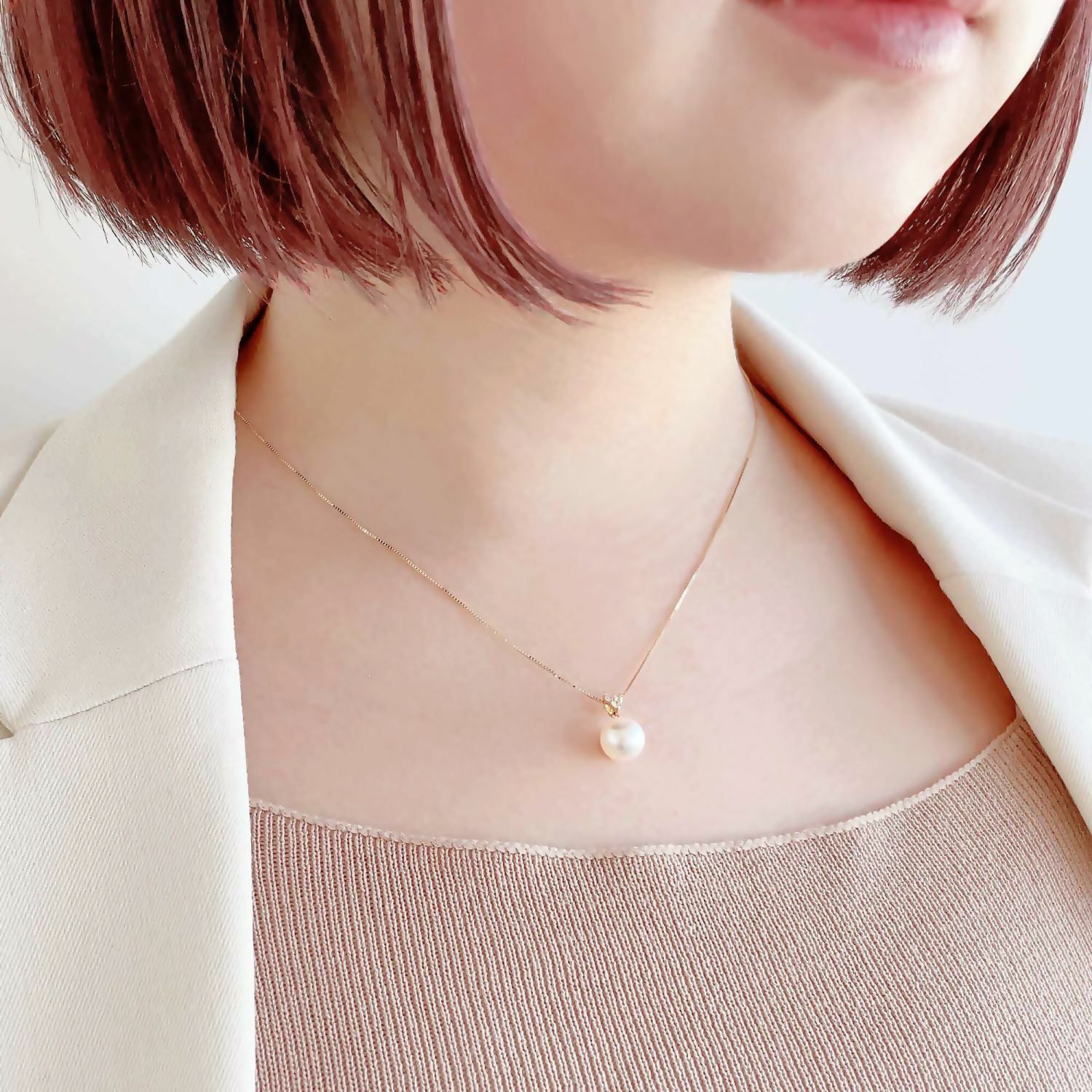 LUXE あこや真珠 ペンダントトップ 8.5-9mm PT900/K18YG | WSP（ダブル