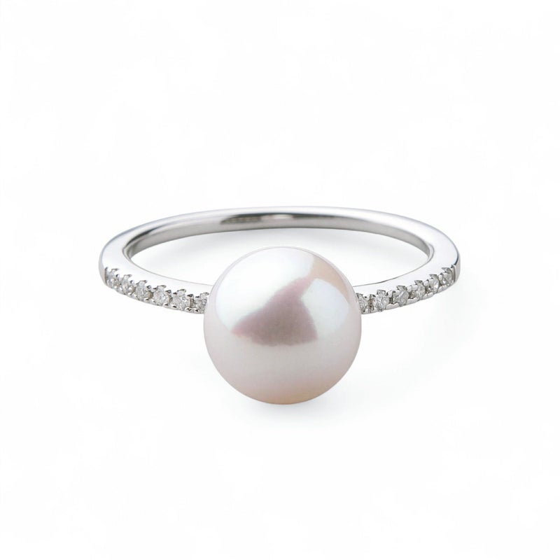 オーロラ花珠真珠 リング8.0-8.5mm PT900 -Premium-