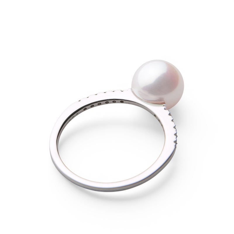オーロラ花珠真珠 リング8.0-8.5mm PT900 -Premium-