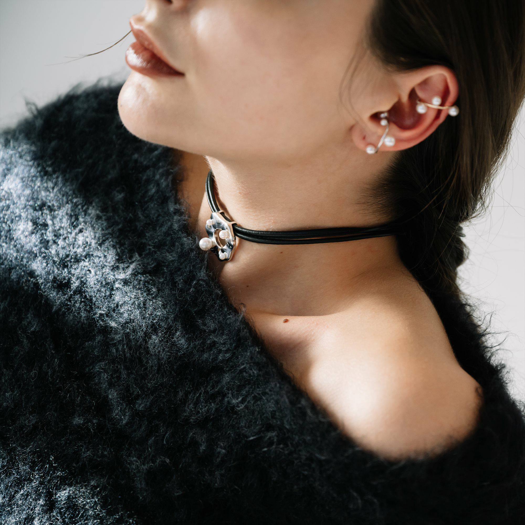 Maya マヤレザーチョーカーネックレス あこや真珠 3.0-7.5mm SV925