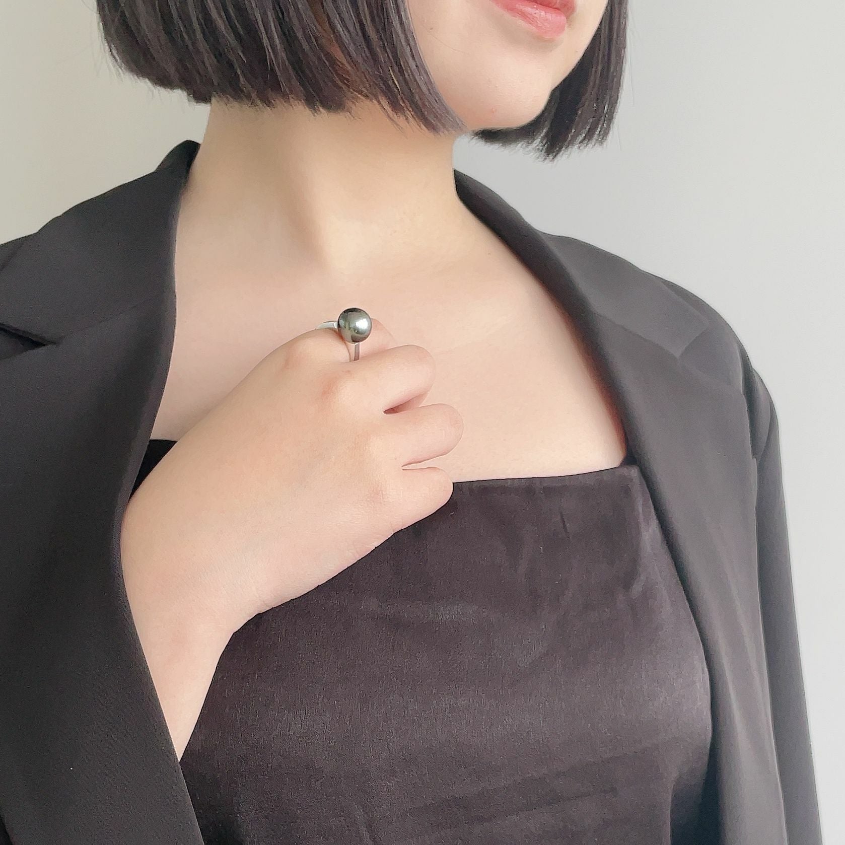 Tahitian+ タヒチ黒蝶真珠 リング 11mmUP PT900 | 南洋真珠リング