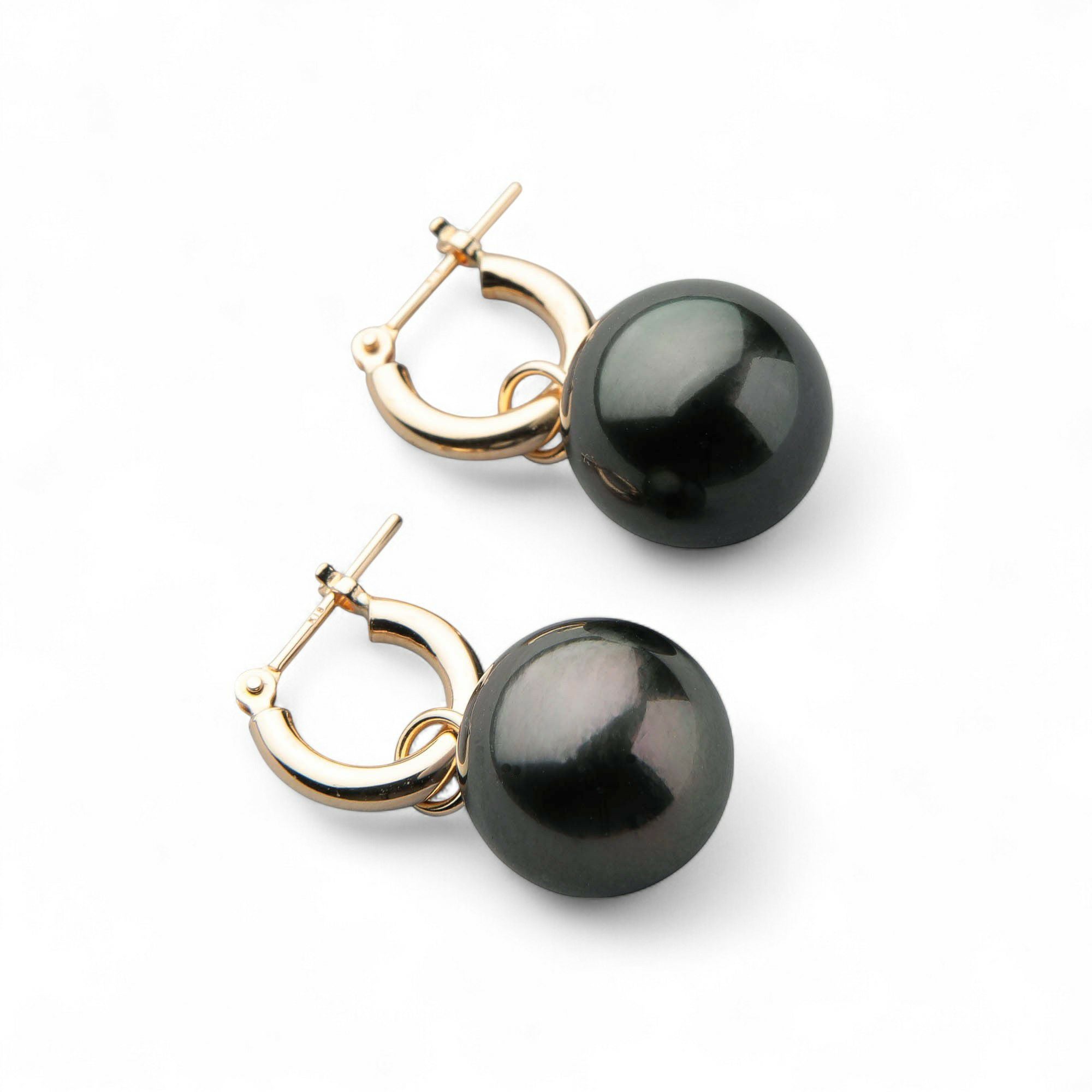 Tahitian+ タヒチ黒蝶真珠 フープピアス 11mmUP K18YG | 南洋真珠