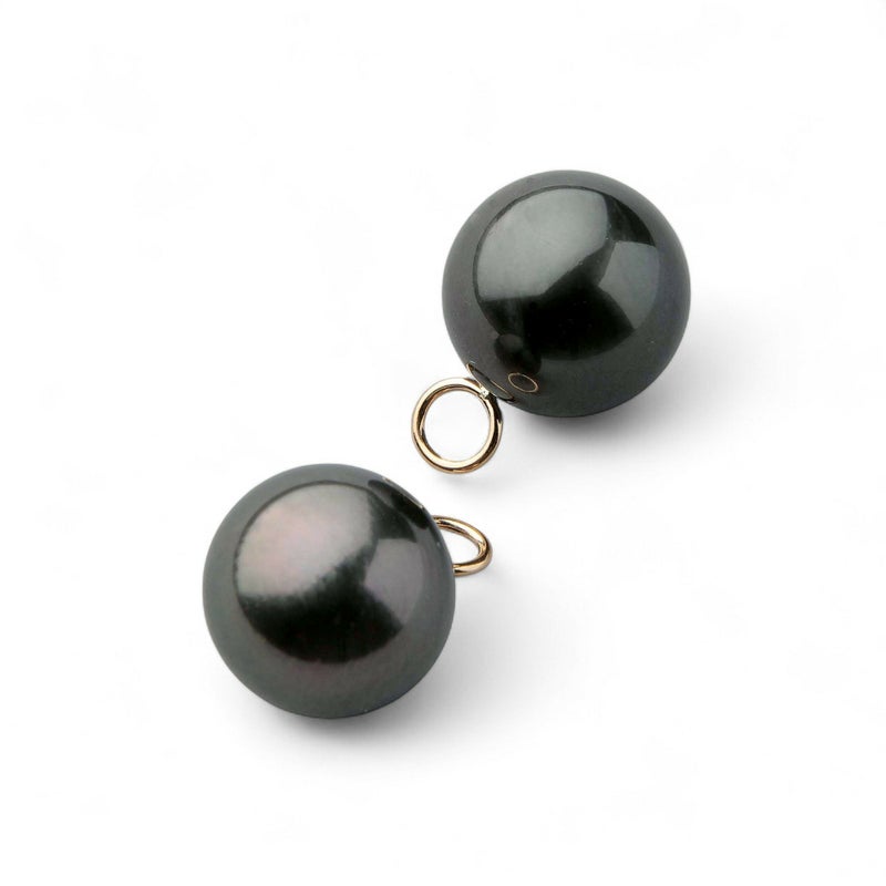 Tahitian+ タヒチ黒蝶真珠 フープピアス　11mmUP K18YG