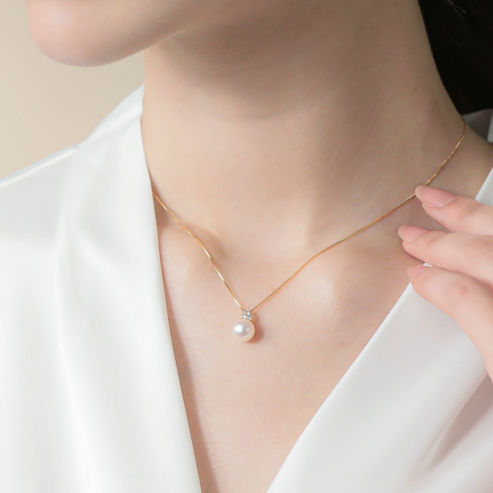 オーロラ花珠真珠 ペンダント7.5-8.0mm K18YG -Premium-