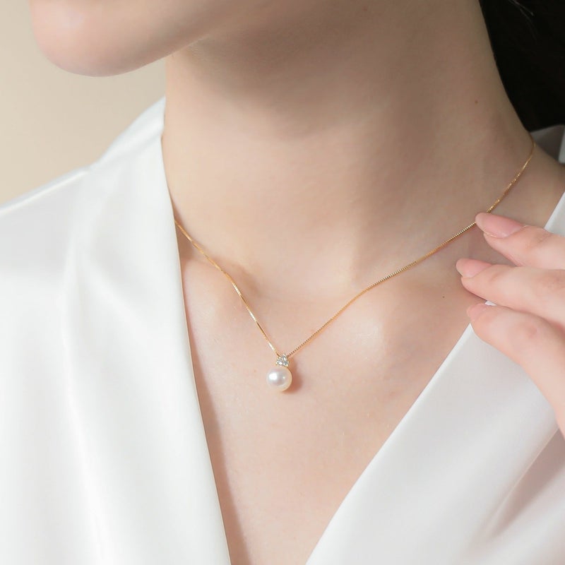 オーロラ花珠真珠 ペンダント7.5-8.0mm K18YG -Premium-