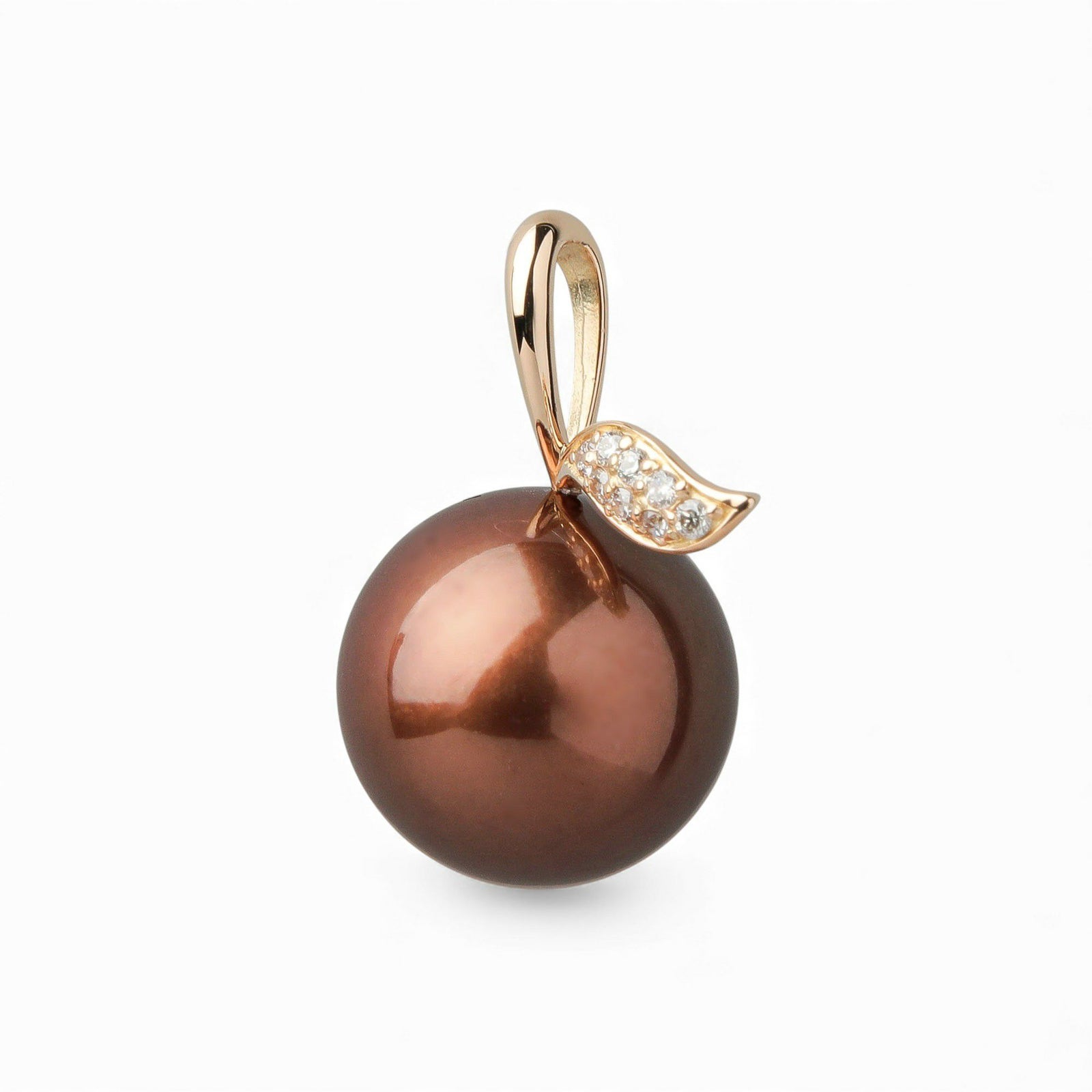 Chocolat タヒチ黒蝶真珠 ペンダントトップ　13mmUP K18YG リンゴ