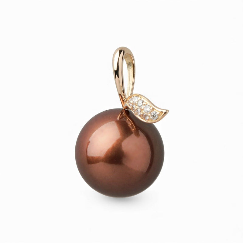 Chocolat タヒチ黒蝶真珠 ペンダントトップ　13mmUP K18YG リンゴ