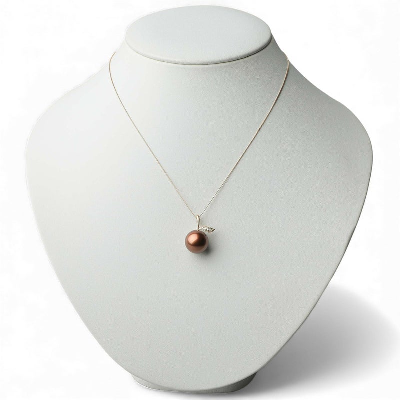 Chocolat タヒチ黒蝶真珠 ペンダントトップ　13mmUP K18YG リンゴ