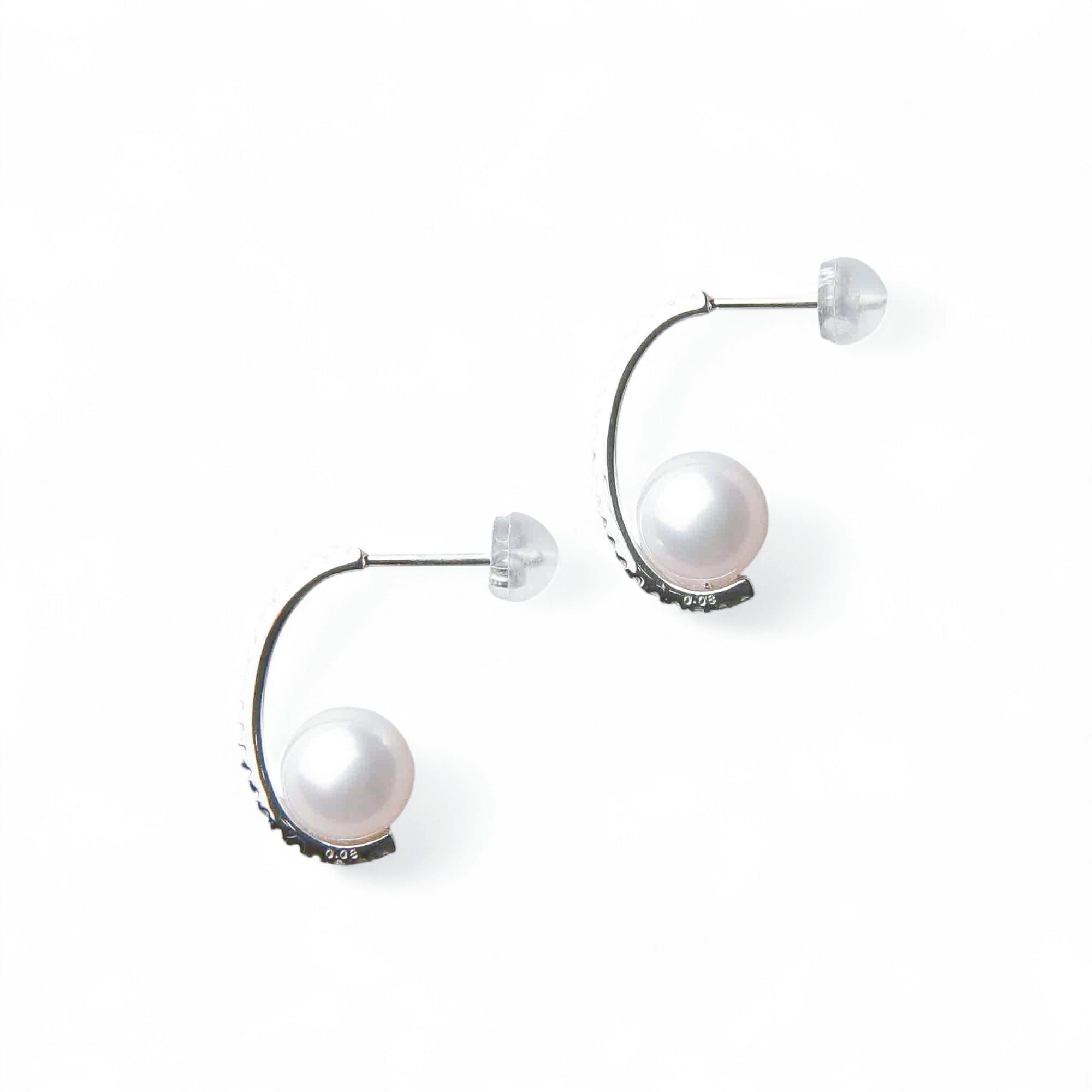 オーロラ花珠真珠 ピアス7.5-8.0mm K18WG -TOP Quality- [WSP] | WSP