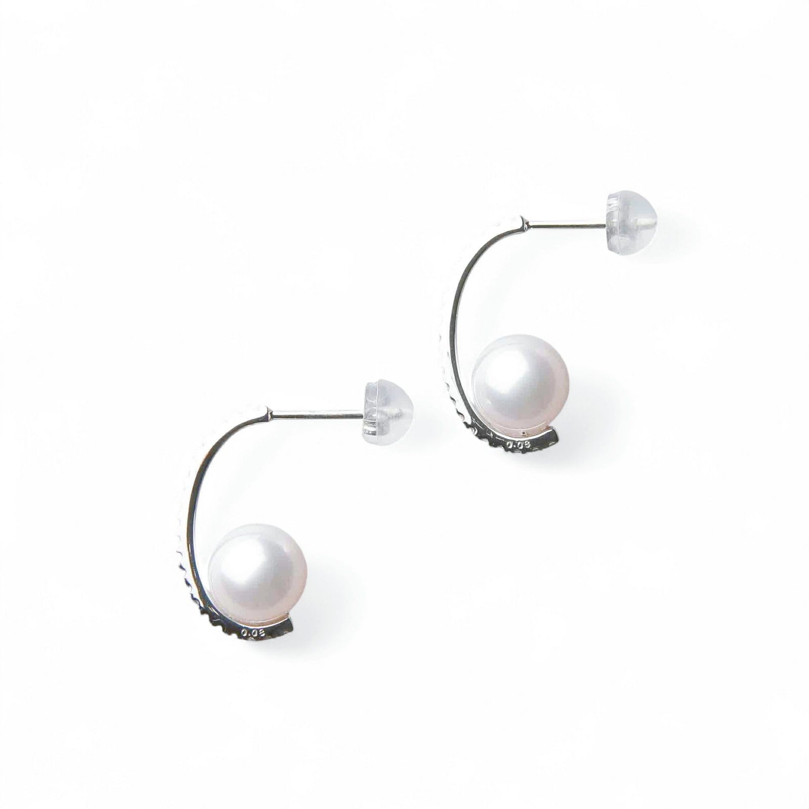 オーロラ花珠真珠 ピアス7.5-8.0mm K18WG -TOP Quality-