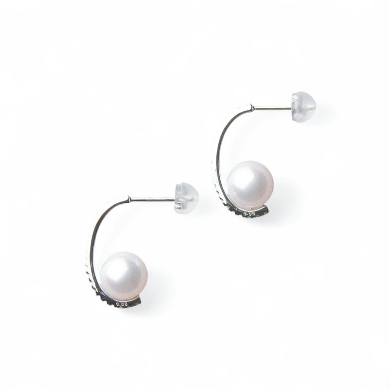 オーロラ花珠真珠 ピアス7.5-8.0mm K18WG -TOP Quality-