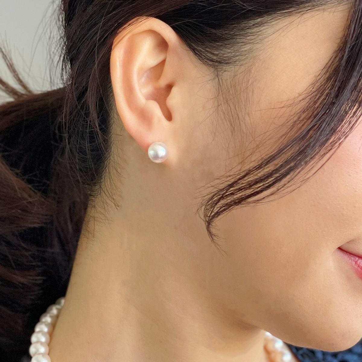 オーロラ花珠真珠 ピアス9.0-9.5mm PT900 -TOP Quality- [WSP] | WSP