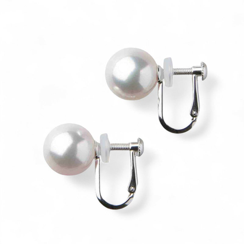 オーロラ花珠真珠 イヤリング9.0-9.5mm K14WG -TOP Quality-