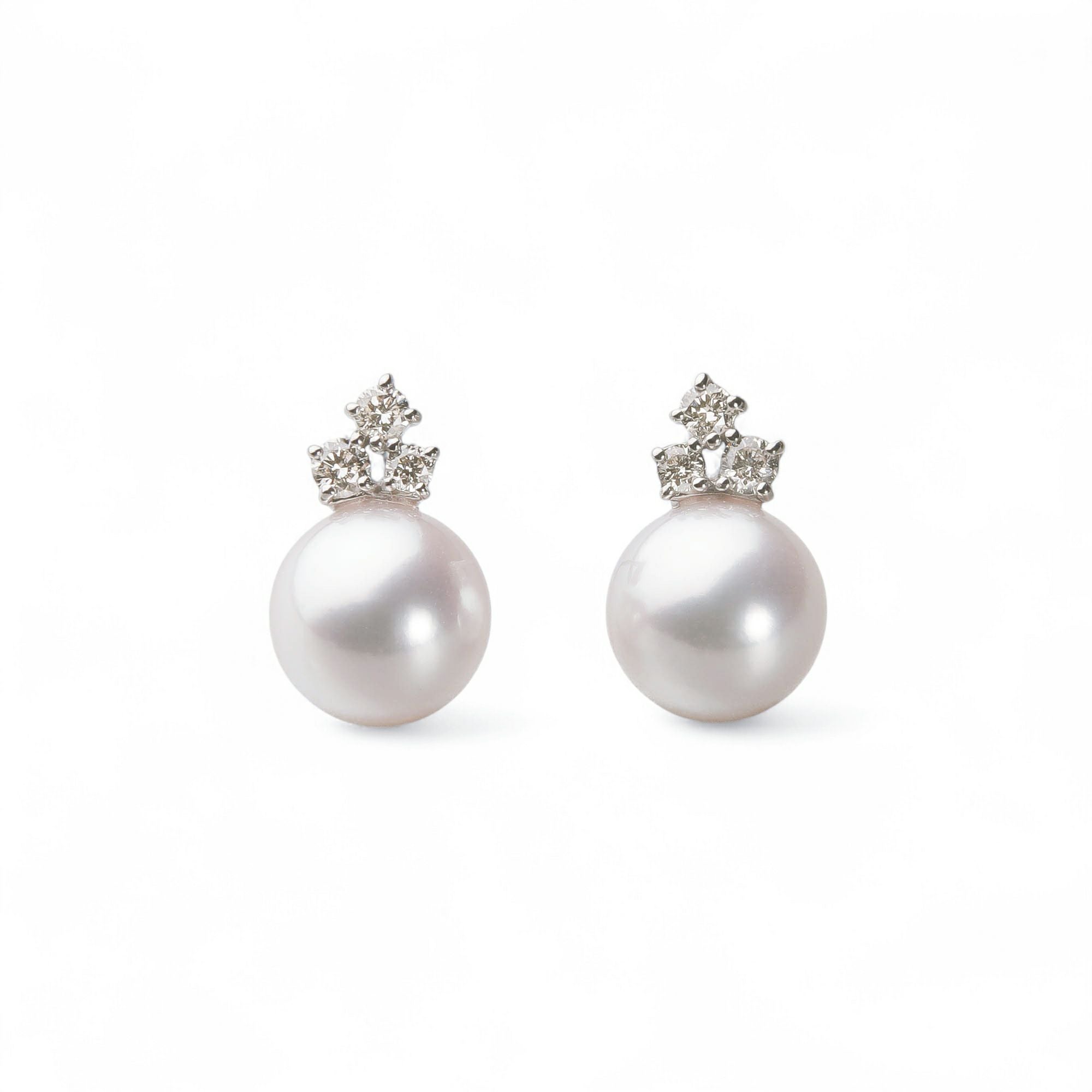 オーロラ花珠真珠 ピアス 8.0-8.5mm K18WG -TOP Quality- [WSP] | WSP