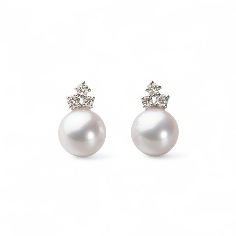 オーロラ花珠真珠 ピアス　7.5-8mm K18WG -TOP Quality-