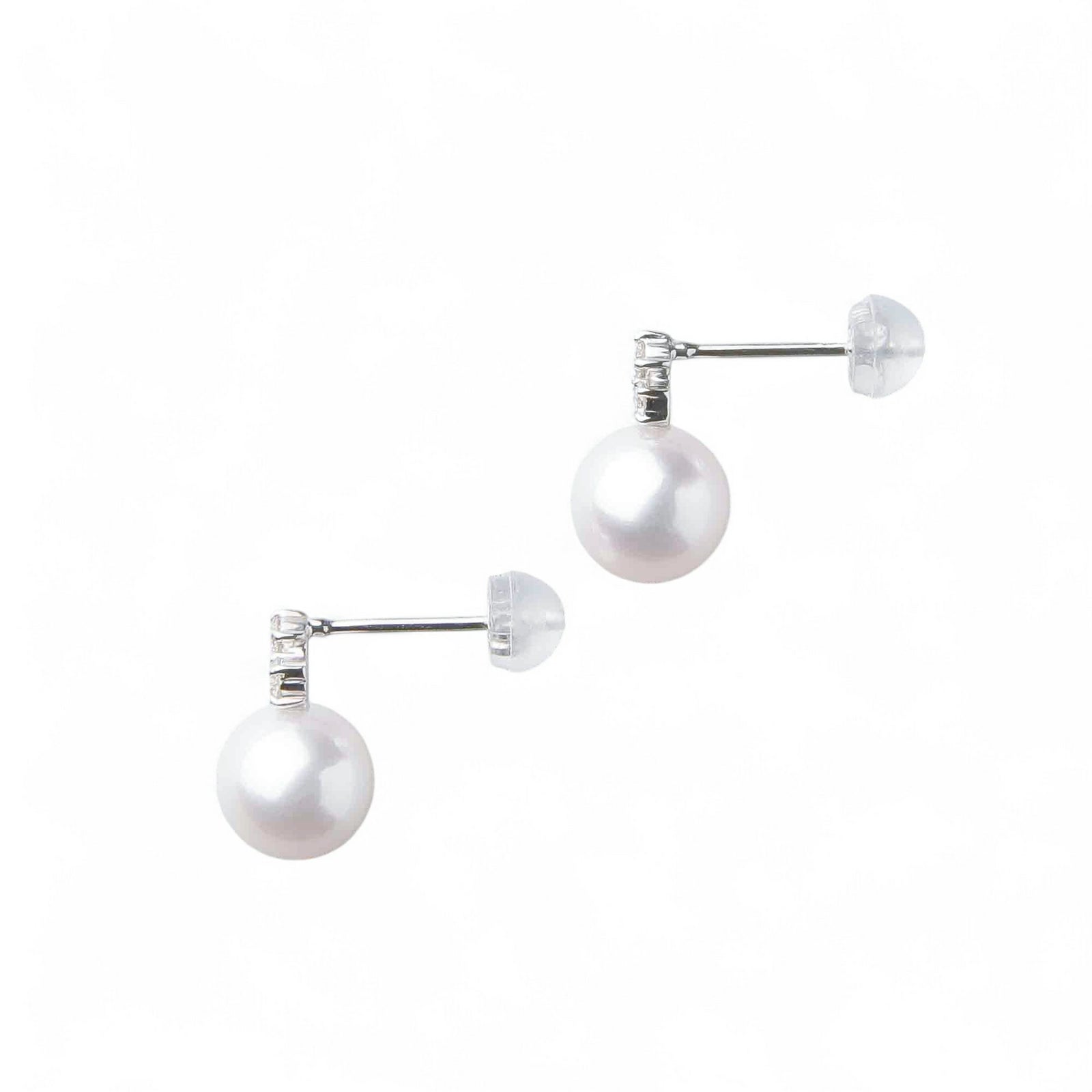 オーロラ花珠真珠 ピアス　7.5-8mm K18WG -TOP Quality-