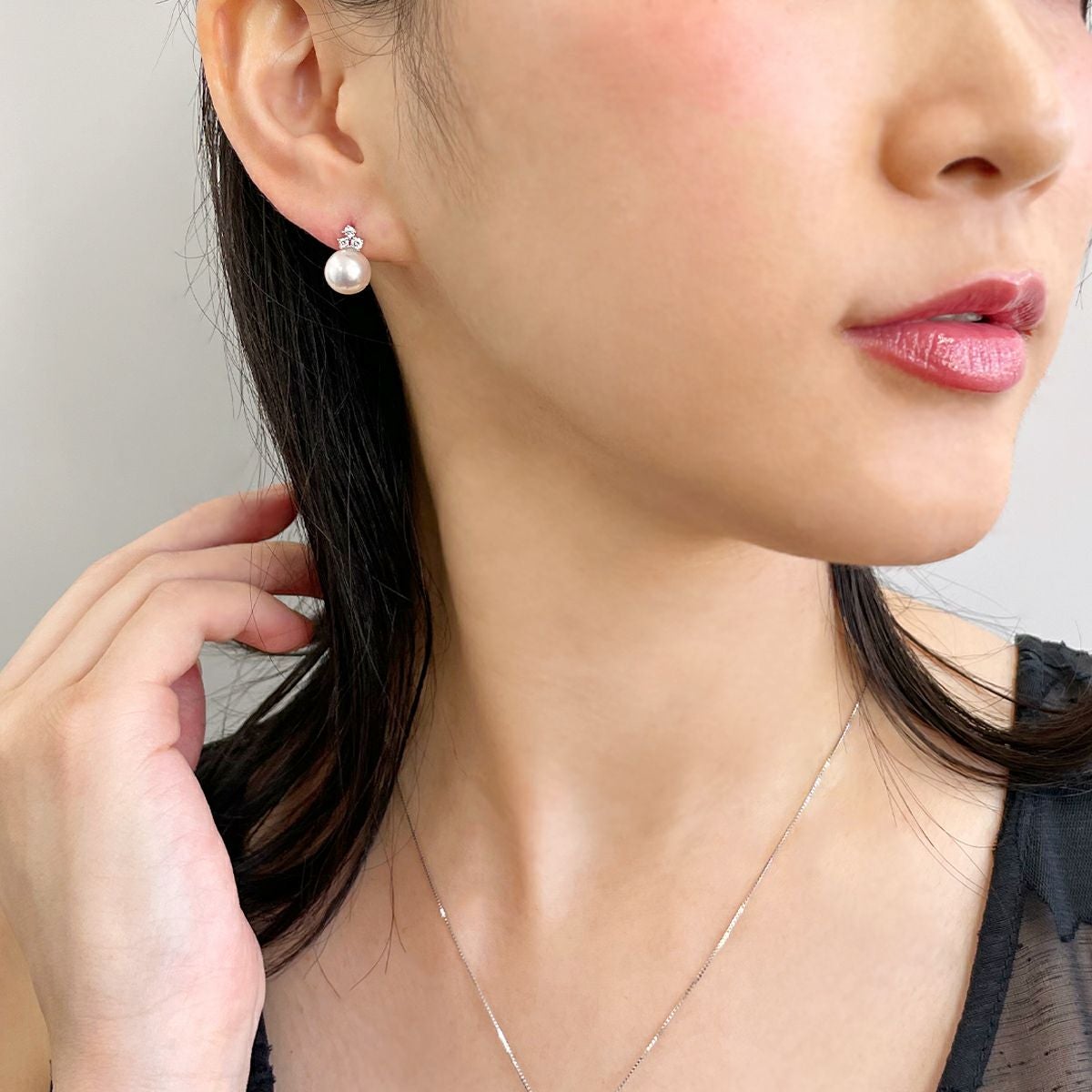 オーロラ花珠真珠 ピアス 8.0-8.5mm PT900 -TOP Quality- [WSP] | WSP